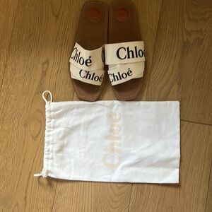 Women's Chloe Woody Logo Slide Sandals WITH ORIGINAL BAG!